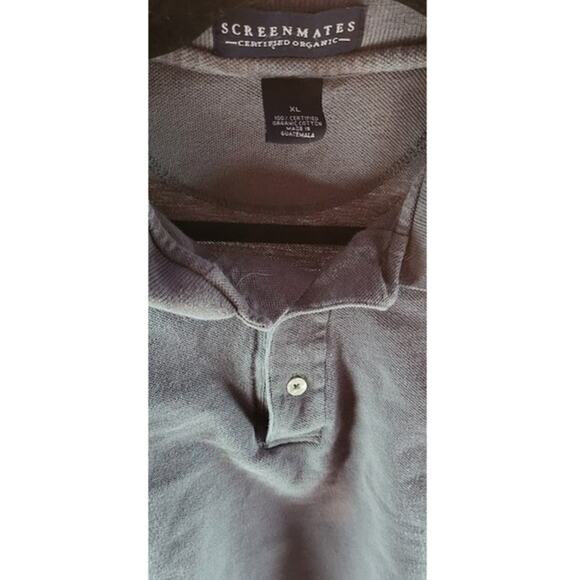 Screenmates Men's Grey Polo Shirt Organic Cotton Short Sleeve Size XL - Picture 3 of 4